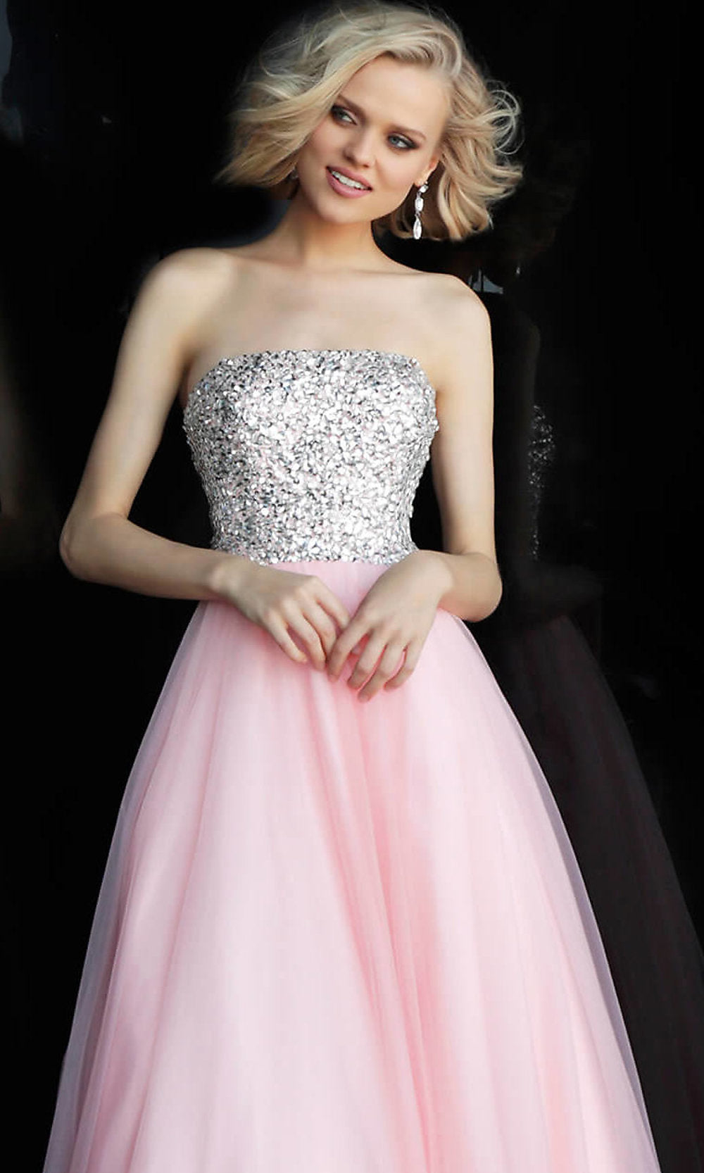 JVN by Jovani-Long JVN by Jovani Strapless Ball Gown Prom Dress